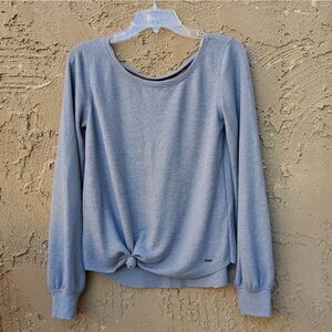 Hollister Gray Loose Fit Waffle Knit Long Sleeve Shirt